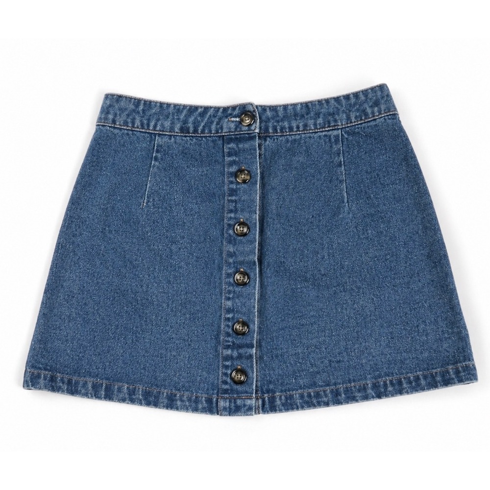 Forever 21 Denim Mini Skirt Button Front Blue‎ Size Small 90s Y2K